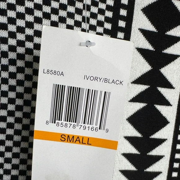 NWT Nina Leonard Black/Ivory Geometric Print Sweater Dress, Size S - Picture 7 of 7
